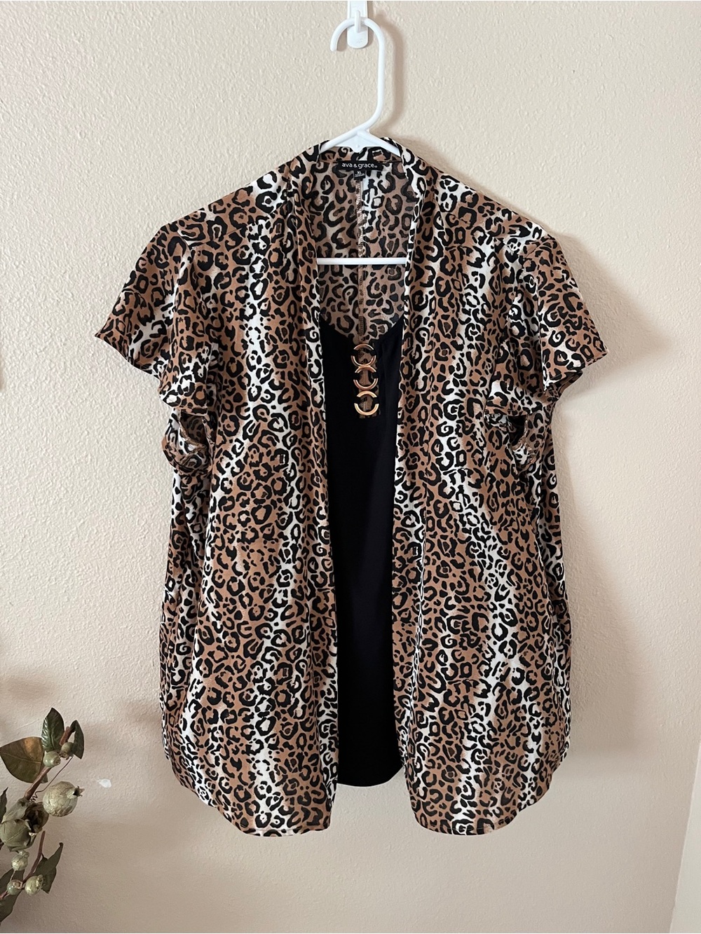 Ava & Grace Leopard Print Short Sleeve Tunic - Brown/Black